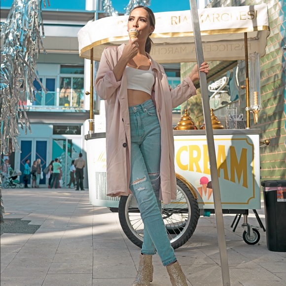 Nude Pink Flowy Trench Jacket - Picture 2 of 7